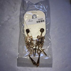 Brand new gold religious earrings